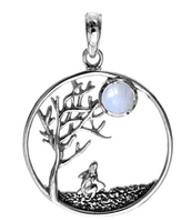Silver Tree of Life and Moon Gazing Hare