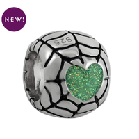 Frightlings Sparkly Iridescent Green Heart Web Bead