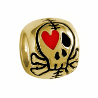 Frightlings Skull & Crossbones Sterling Silver with Gold Plate Bead
