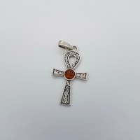 Silver and Amber Ankh Pendant