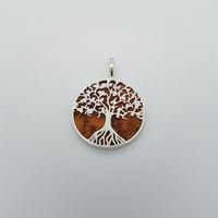 Silver and Amber  Tree of Life Pendant.