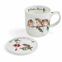 Wrendale Christmas Winter Mice Mug and Coaster Set
