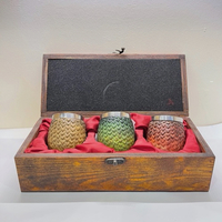Game Of Thrones Dragon Eggs Shot Glasses and Wooden Display Case