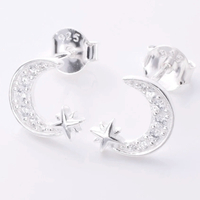 Silver Moon and Stars Silver Stud Earrings