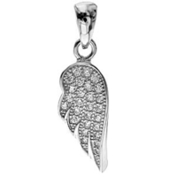 Silver and Cubic Zirconia Angel Wing Pendant