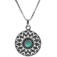 Silver and Turquoise Aztec Style Necklace