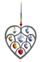 Chakra Coloured Heart Crystal Suncatcher