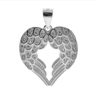 Silver  and Cubic Zirconia Angel Wings Pendant