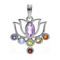 Silver Lotus Flower with Chakra Stones.