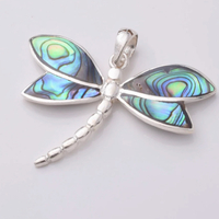 Silver and Abalone Dragonfly Pendant