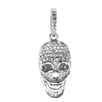 Silver and Cubic Zirconia Skull Pendant