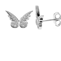 Silver and Cubic Zirconia Butterfly Stud Earrings