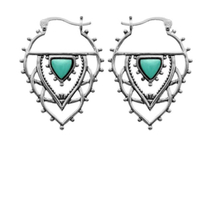 Silver and Turquoise Aztec Style Earrings