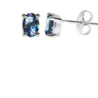 Silver and Mystique Topaz Stud Earrings