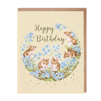 Wrendale Forget Me Not Mouse Birthday Greeting Card