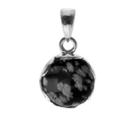 Silver and Snowflake Obsidian Pendant